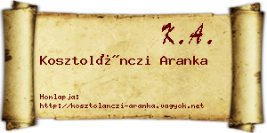 Kosztolánczi Aranka névjegykártya