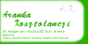 aranka kosztolanczi business card